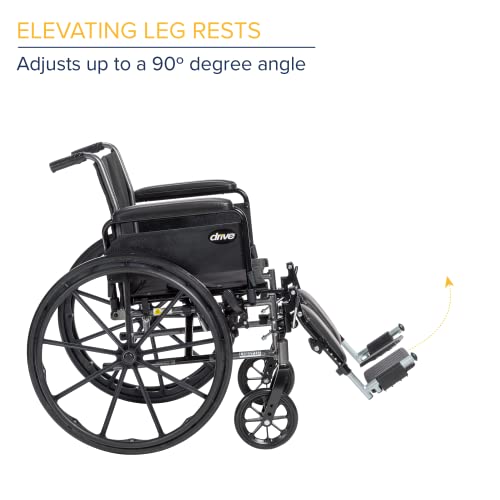 Drive Medical K320DFA-ELR Cruiser III Light Weight Wheelchair with Various Flip Back Arm Styles and Front Rigging Options, Flip Back Removable Full Arms/Elevating Leg Rests, Black, 20 Inch from Drive Medical