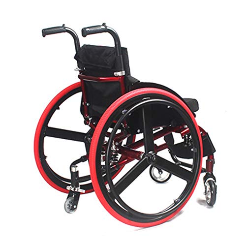 Sports Leisure Wheelchair, Adult Handicapped Leisure Big Wheels All Terrain Lightweight Folding Portable Sport Manual Wheelchair for Disabled from 