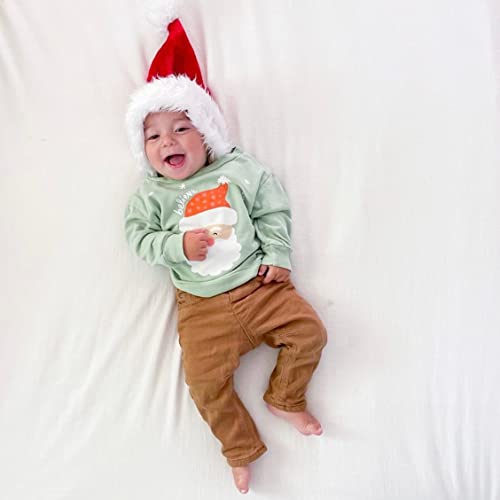 Toddler Girl Boy Christmas Shrit Baby Santa Outfit Crewneck Sweatshirt Long Sleeve Sweater Holiday Sister Matching Clothes 18-24 Months C Santa Print Mint Green from 