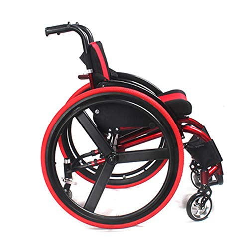 Sports Leisure Wheelchair, Adult Handicapped Leisure Big Wheels All Terrain Lightweight Folding Portable Sport Manual Wheelchair for Disabled from 