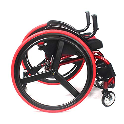 Sports Leisure Wheelchair, Adult Handicapped Leisure Big Wheels All Terrain Lightweight Folding Portable Sport Manual Wheelchair for Disabled from 