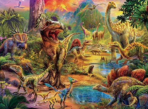 Ceaco - Dino Glow - Glow in The Dark - Dino Landscape -100 Piece Jigsaw Puzzle by Ceaco