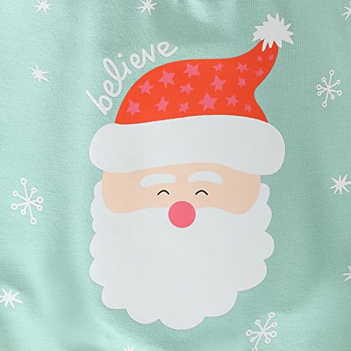 Toddler Girl Boy Christmas Shrit Baby Santa Outfit Crewneck Sweatshirt Long Sleeve Sweater Holiday Sister Matching Clothes 18-24 Months C Santa Print Mint Green from 