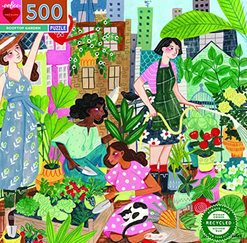 eeBoo Piece and Love Rooftop Garden 500 Piece Square Adult Jigsaw Puzzle,Multi from eeBoo