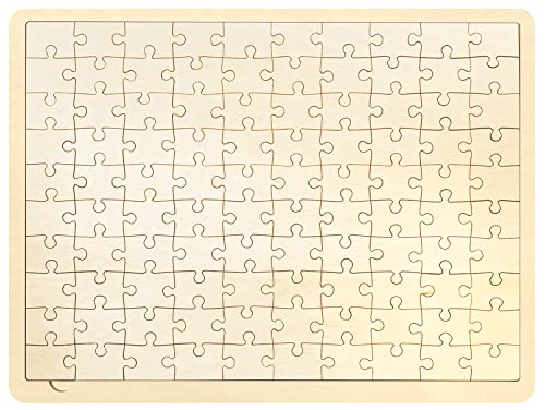100 Piece Blank Puzzle with Puzzle Tray to Draw on, Each Piece is Unique, Make Your Own Wooden Jigsaw Puzzles, Custom Puzzle 14.2x10.6 Inches for Crafts & DIY by MoinKidz