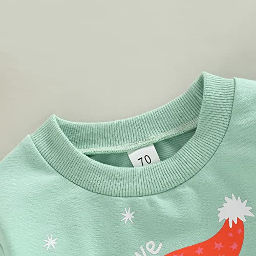 Toddler Girl Boy Christmas Shrit Baby Santa Outfit Crewneck Sweatshirt Long Sleeve Sweater Holiday Sister Matching Clothes 18-24 Months C Santa Print Mint Green from 