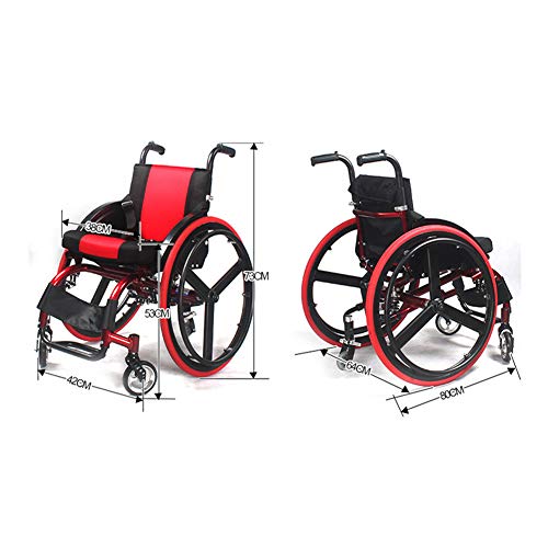 Sports Leisure Wheelchair, Adult Handicapped Leisure Big Wheels All Terrain Lightweight Folding Portable Sport Manual Wheelchair for Disabled from 