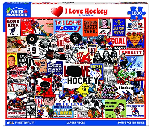 White Mountain - I Love Hockey, 1000 Piece Jigsaw Puzzle, Hockey Puzzle, NHL by White Mountain Puzzles