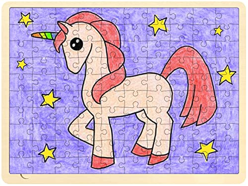 100 Piece Blank Puzzle with Puzzle Tray to Draw on, Each Piece is Unique, Make Your Own Wooden Jigsaw Puzzles, Custom Puzzle 14.2x10.6 Inches for Crafts & DIY by MoinKidz