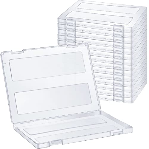A4 File Box Paper Photo Storage Box A4 Portable Project Case Clear Plastic Document Magazine Organizer Box for Office School Supplies Accessories 12.52 x 9.5 x 0.95 Inch (15 Pieces) by Outus