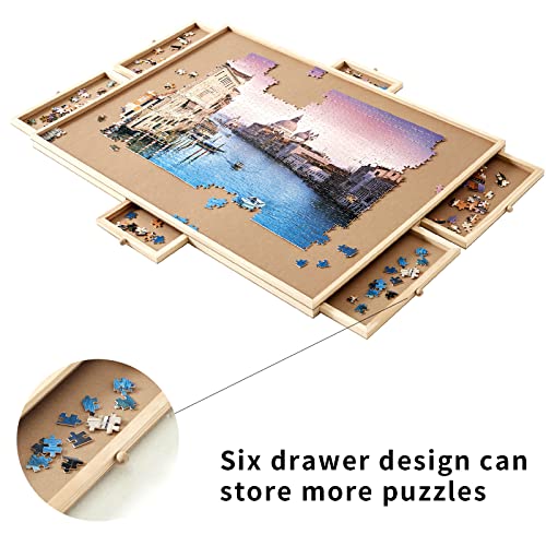 popskarry 2000 Pieces of Jigsaw Puzzle Board with 6 Drawers & Covers, Portable Jigsaw Puzzle Table, 40'' X 28", Puzzle Accessories Puzzle Storageï¼Suitable for Adults and Children from popskarry
