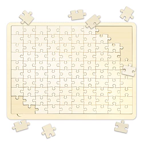 100 Piece Blank Puzzle with Puzzle Tray to Draw on, Each Piece is Unique, Make Your Own Wooden Jigsaw Puzzles, Custom Puzzle 14.2x10.6 Inches for Crafts & DIY by MoinKidz