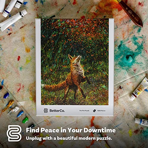 BetterCo. Fox Fire Puzzle by Iris Scott - Contemporary Modern Finger Paint Design - 1000 Pieces Jigsaw Puzzle for Adults by BetterCo.