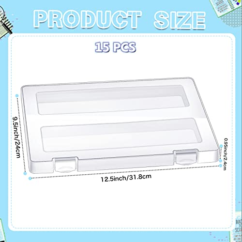 A4 File Box Paper Photo Storage Box A4 Portable Project Case Clear Plastic Document Magazine Organizer Box for Office School Supplies Accessories 12.52 x 9.5 x 0.95 Inch (15 Pieces) by Outus