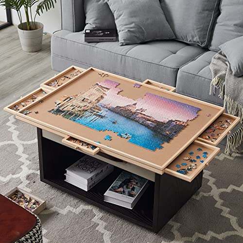popskarry 2000 Pieces of Jigsaw Puzzle Board with 6 Drawers & Covers, Portable Jigsaw Puzzle Table, 40'' X 28", Puzzle Accessories Puzzle Storageï¼Suitable for Adults and Children from popskarry