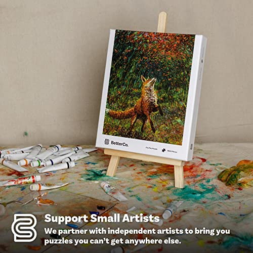 BetterCo. Fox Fire Puzzle by Iris Scott - Contemporary Modern Finger Paint Design - 1000 Pieces Jigsaw Puzzle for Adults by BetterCo.
