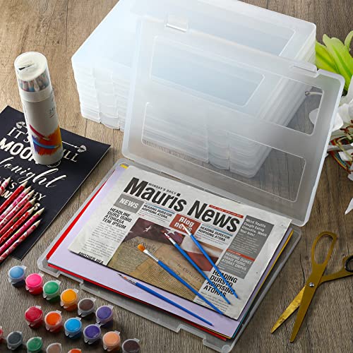 A4 File Box Paper Photo Storage Box A4 Portable Project Case Clear Plastic Document Magazine Organizer Box for Office School Supplies Accessories 12.52 x 9.5 x 0.95 Inch (15 Pieces) by Outus