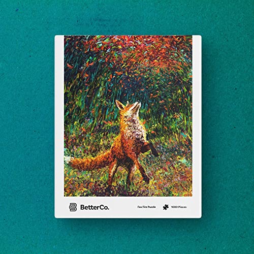 BetterCo. Fox Fire Puzzle by Iris Scott - Contemporary Modern Finger Paint Design - 1000 Pieces Jigsaw Puzzle for Adults by BetterCo.