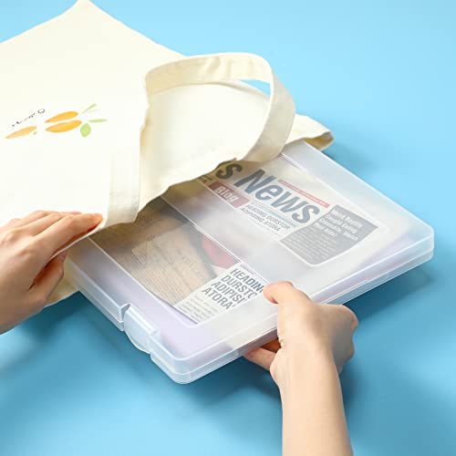 A4 File Box Paper Photo Storage Box A4 Portable Project Case Clear Plastic Document Magazine Organizer Box for Office School Supplies Accessories 12.52 x 9.5 x 0.95 Inch (15 Pieces) by Outus