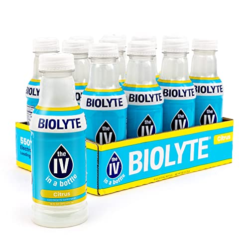 BIOLYTE Electrolyte Drink, Citrus 12 pack | IV Liquid Bottle for Dehydration | Hydration Supplement Drink with B Vitamins | Amino Acid Energy Drinks | Keto-Friendly Natural Low Sugar from RallyBrands, LLC