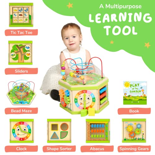 TOYVENTIVE Wooden Kids Baby Activity Cube - Gifts for 1 One, 2 Year Old Boys, Educational Learning Developmental Toddler Montessori Boy Toys 12-18 Months, 1st First Birthday Gift for Babies by TOYVENTIVE