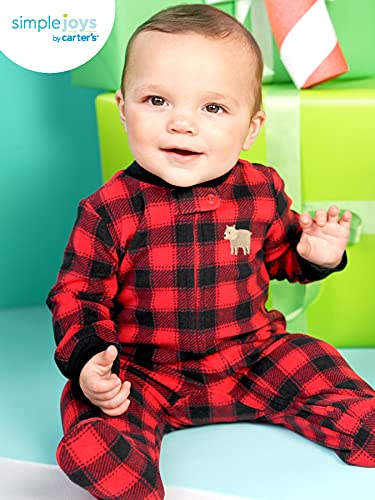 Simple Joys by Carter's Unisex Babies' Fleece Footed Sleep and Play, Pack of 2, Buffalo Check/Animal, 6-9 Months by Carter's Simple Joys - Private Label