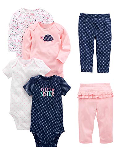 Simple Joys by Carter's Baby Girls' 6-Piece Little Character Set, Pink/Navy Ruffle, 6-9 Months from Carter's Simple Joys - Private Label