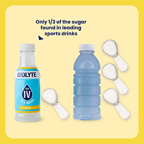 BIOLYTE Electrolyte Drink, Citrus 12 pack | IV Liquid Bottle for Dehydration | Hydration Supplement Drink with B Vitamins | Amino Acid Energy Drinks | Keto-Friendly Natural Low Sugar from RallyBrands, LLC