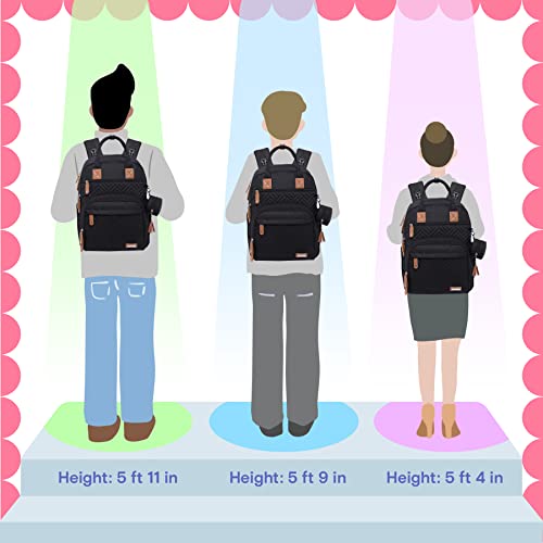 iniuniu Diaper Bag Backpack, 4 in 1 kit Large Unisex Baby Bags for Boys Girls, Waterproof Travel Back Pack with Diaper Pouch, Washable Changing Pad, Pacifier Case and Stroller Straps, Black by iniuniu