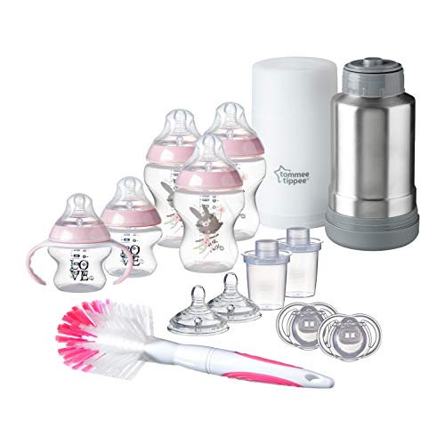 Tommee Tippee Closer to Nature Newborn Baby Feeding Starter Set - Pink, Girl (Design May Vary) by Mayborn Group