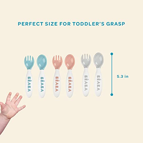 BEABA Toddler Self Feeding Cutlery, Toddler Cutlery, Toddler Utensils, Fork and Spoon Set of 10, BPA, Lead and Phthalate Free, Assorted from BEABA