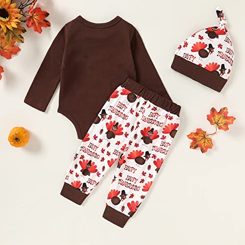 My First Thanksgiving Infant Baby Girls Boys Outfits Letter Print Romper+Turkey Pants+Hat 3PCS Clothes Set(My First Thanksgiving-A,12-18 Months) from 