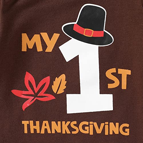 My First Thanksgiving Infant Baby Girls Boys Outfits Letter Print Romper+Turkey Pants+Hat 3PCS Clothes Set(My First Thanksgiving-A,12-18 Months) from 
