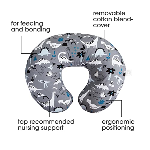 Boppy Nursing Pillow and PositionerâOriginal | Gray Dinosaurs with White, Black and Blue | Breastfeeding, Bottle Feeding, Baby Support | With Removable Cotton Blend Cover | Awake-Time Support from AmazonUs/BOPB7