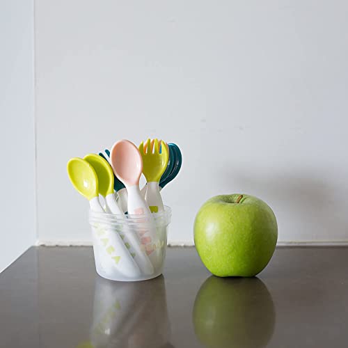 BEABA Toddler Self Feeding Cutlery, Toddler Cutlery, Toddler Utensils, Fork and Spoon Set of 10, BPA, Lead and Phthalate Free, Assorted from BEABA