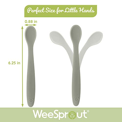 WeeSprout Silicone Baby Spoons - First Stage Feeding Spoons for Infants, Soft-Tip Easy on Gums, Bendable Design Encourages Self-Feeding, Ultra-Durable & Unbreakable, Dishwasher & Boil-Proof, Set of 3 by WeeSprout