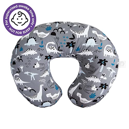 Boppy Nursing Pillow and PositionerâOriginal | Gray Dinosaurs with White, Black and Blue | Breastfeeding, Bottle Feeding, Baby Support | With Removable Cotton Blend Cover | Awake-Time Support from AmazonUs/BOPB7
