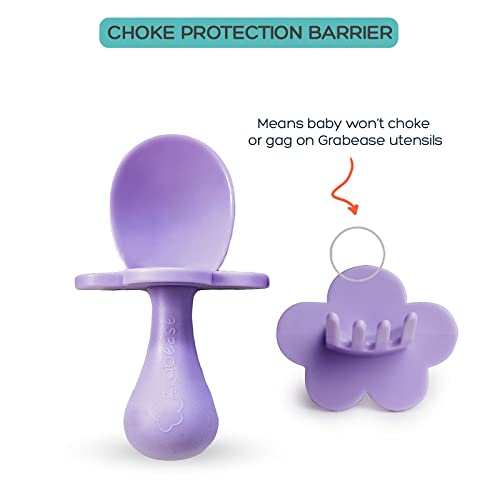Grabease Baby and Toddler Self-Feeding Utensils â Spoon and Fork Set for Baby-Led Weaning â Made of Non-Toxic Plastic â Featuring Protective Barriers to Prevent Choking and Gagging by Elli&Nooli