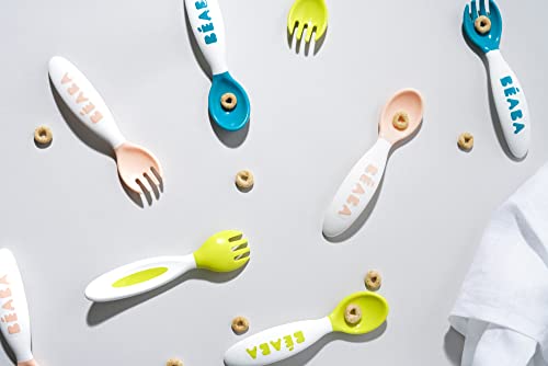 BEABA Toddler Self Feeding Cutlery, Toddler Cutlery, Toddler Utensils, Fork and Spoon Set of 10, BPA, Lead and Phthalate Free, Assorted from BEABA