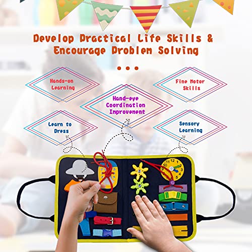 Busy Board, Montessori Toys Sensory Activity Developing Board for Fine Motor Skills, Sensory Toys Learning Board for Toddlers, Travel Toys for Plane and Car, Gifts for 2-6 Year Old Boys & Girls from VARANO