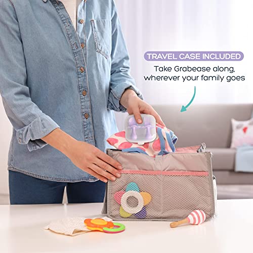 Grabease Baby and Toddler Self-Feeding Utensils â Spoon and Fork Set for Baby-Led Weaning â Made of Non-Toxic Plastic â Featuring Protective Barriers to Prevent Choking and Gagging by Elli&Nooli