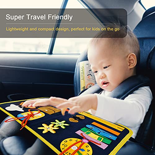 Busy Board, Montessori Toys Sensory Activity Developing Board for Fine Motor Skills, Sensory Toys Learning Board for Toddlers, Travel Toys for Plane and Car, Gifts for 2-6 Year Old Boys & Girls from VARANO