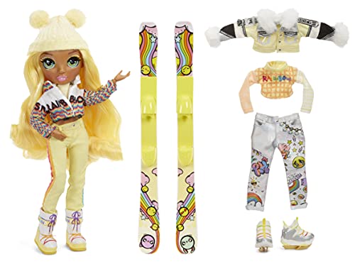 Rainbow High Winter Break Sunny Madison â Yellow Fashion Doll and Playset with 2 Designer Outfits, Pair of Skis & Accessories by MGA Entertainment
