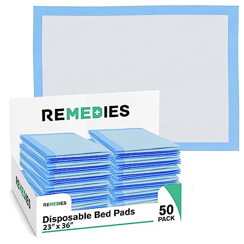 REMEDIES Disposable Underpad 23 X 36 Inches Ultra Absorbent 45g Bed Pads For Adults, Pets, (50 Count) from Remedies