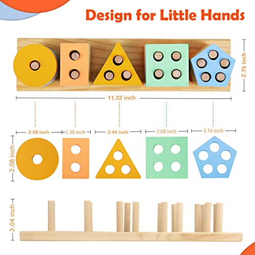 EDUJOY Montessori Toys for 1 Year Old Girl Gifts,Shape Sorter Baby Toys 12-18 Months,Wooden Sorting Stacking Toys for Toddler Age 1-3,Preschool Learning Toys for 1+ 2 Year Old Boy Toddler Toys Age 1-2 by GZPL