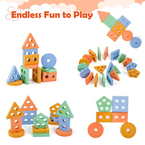 EDUJOY Montessori Toys for 1 Year Old Girl Gifts,Shape Sorter Baby Toys 12-18 Months,Wooden Sorting Stacking Toys for Toddler Age 1-3,Preschool Learning Toys for 1+ 2 Year Old Boy Toddler Toys Age 1-2 by GZPL