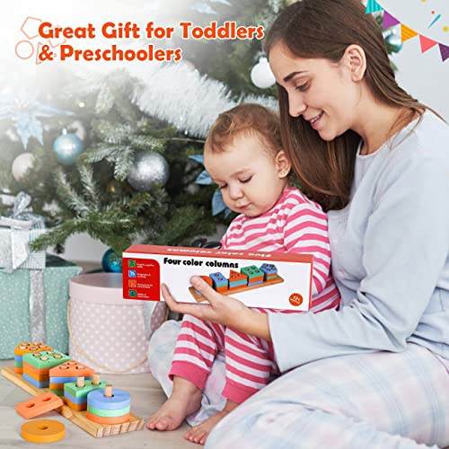 EDUJOY Montessori Toys for 1 Year Old Girl Gifts,Shape Sorter Baby Toys 12-18 Months,Wooden Sorting Stacking Toys for Toddler Age 1-3,Preschool Learning Toys for 1+ 2 Year Old Boy Toddler Toys Age 1-2 by GZPL