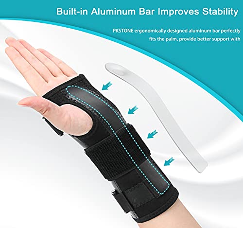 Wrist Splint for Carpal-Tunnel Syndrome by PKSTONE, Adjustable Compression Wrist Brace for Right and Left Hand, Pain Relief for Arthritis, Tendonitis, Sprains by PKSTONE