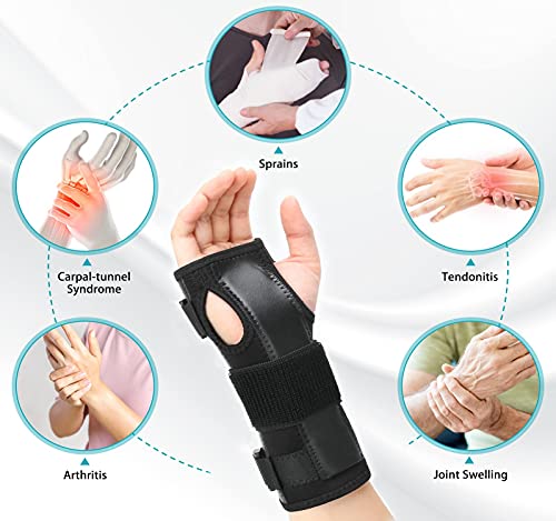 Wrist Splint for Carpal-Tunnel Syndrome by PKSTONE, Adjustable Compression Wrist Brace for Right and Left Hand, Pain Relief for Arthritis, Tendonitis, Sprains by PKSTONE