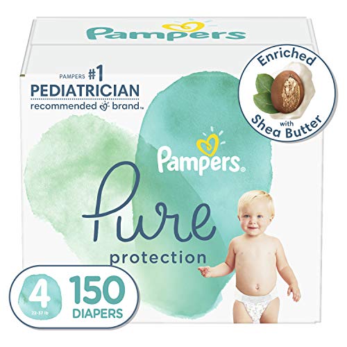 Diapers Size 4, 150 Count - Pampers Pure Protection Disposable Baby Diapers, Hypoallergenic and Unscented Protection (Packaging & Prints May Vary) from Procter & Gamble